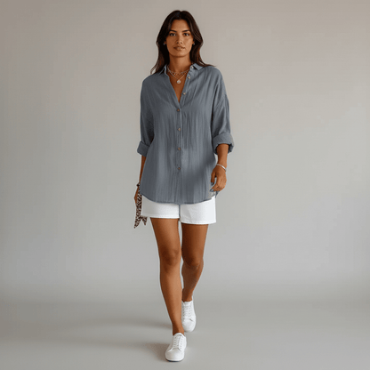 Relaxed Fit Button Down Long Sleeve Shirt