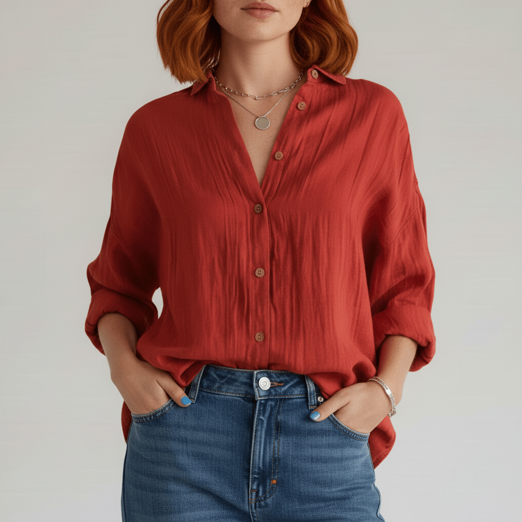 Relaxed Fit Button Down Long Sleeve Shirt
