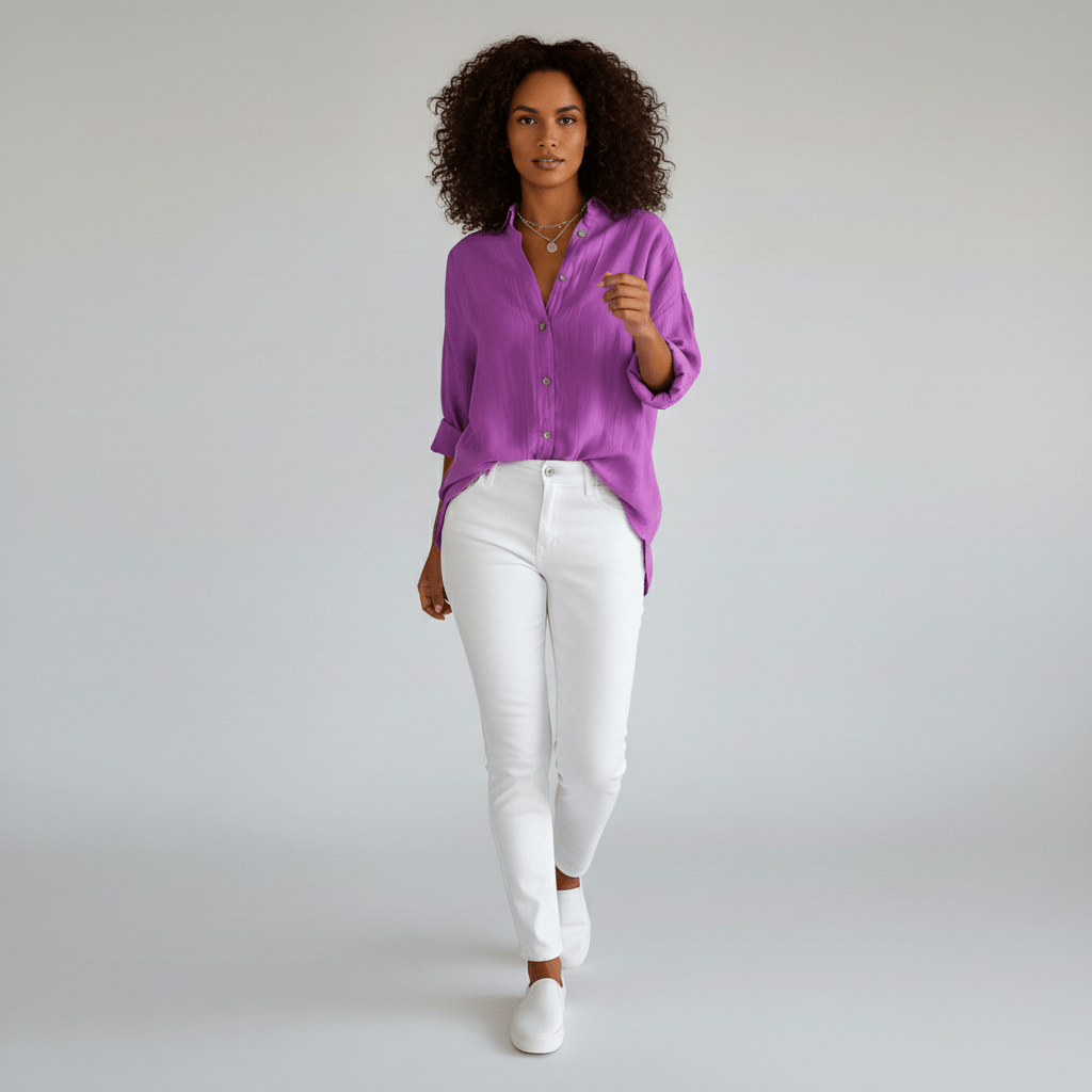 Relaxed Fit Button Down Long Sleeve Shirt