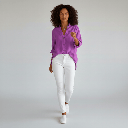 Relaxed Fit Button Down Long Sleeve Shirt