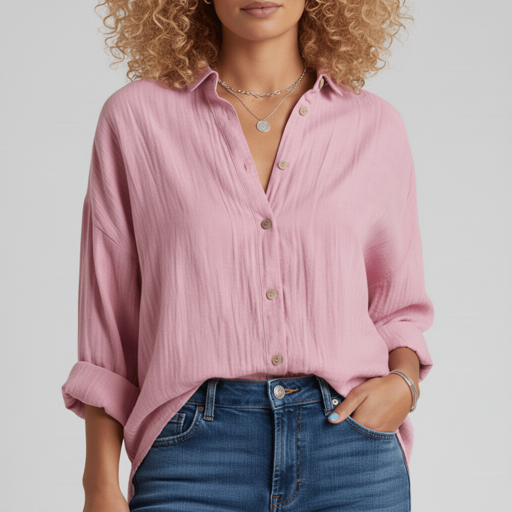 Relaxed Fit Button Down Long Sleeve Shirt