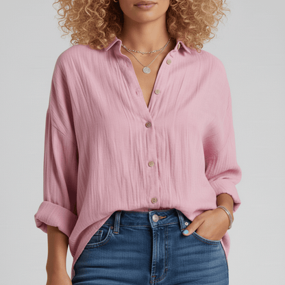 Relaxed Fit Button Down Long Sleeve Shirt