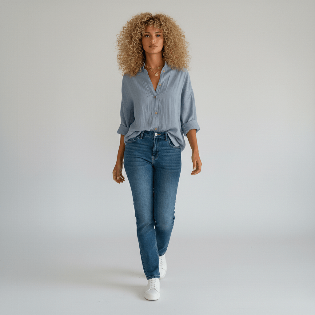 Relaxed Fit Button Down Long Sleeve Shirt