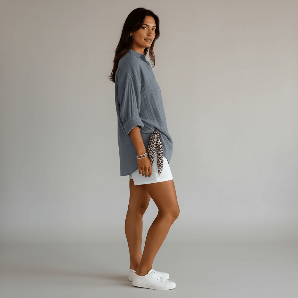 Relaxed Fit Button Down Long Sleeve Shirt