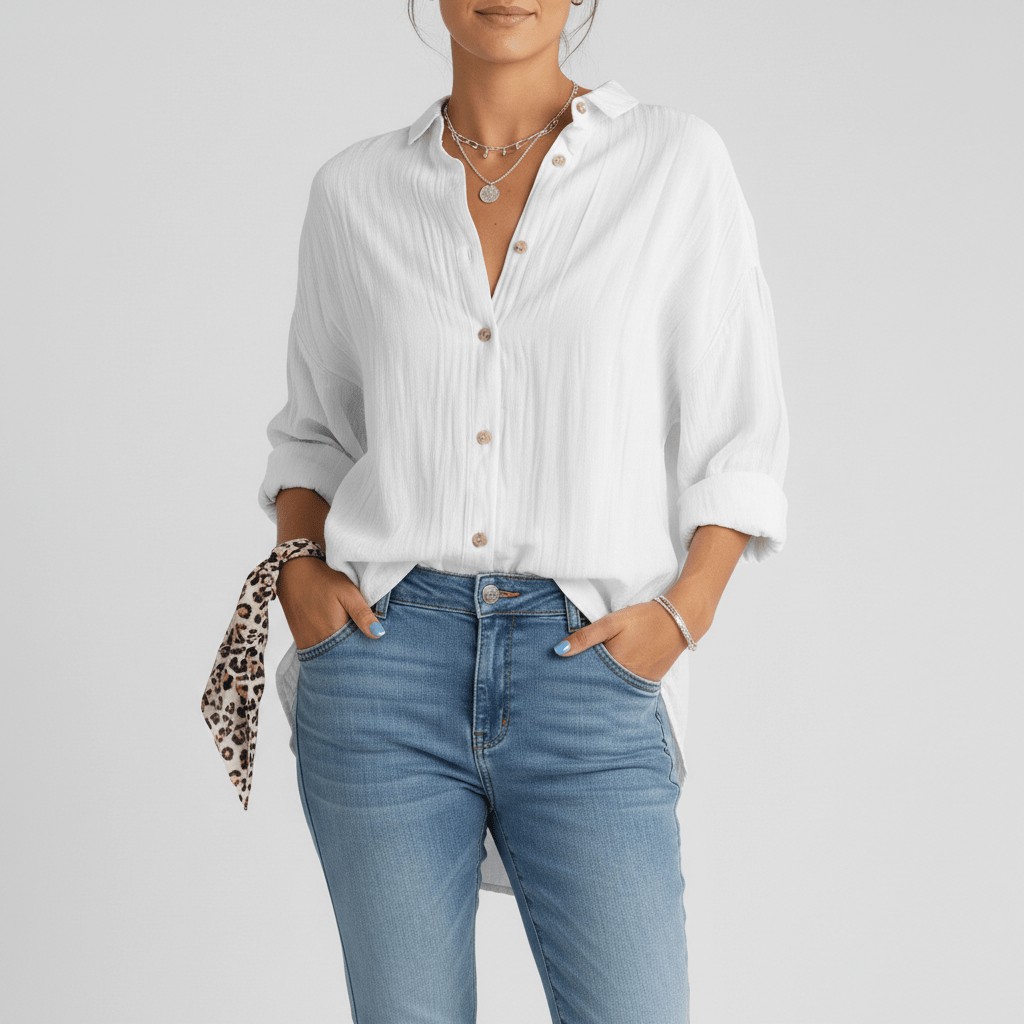 Relaxed Fit Button Down Long Sleeve Shirt