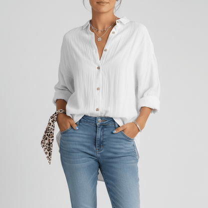Relaxed Fit Button Down Long Sleeve Shirt