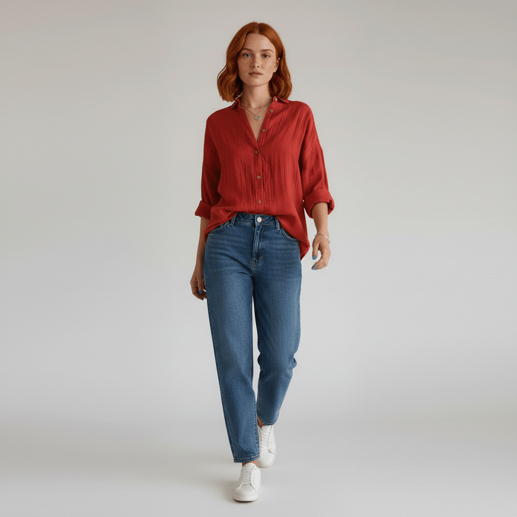Relaxed Fit Button Down Long Sleeve Shirt