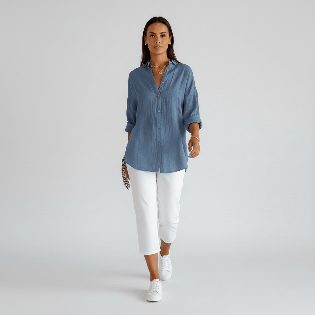 Relaxed Fit Button Down Long Sleeve Shirt