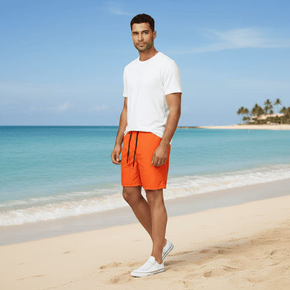 Fast Dry Beach Shorts with Stretchy Waist and Tie
