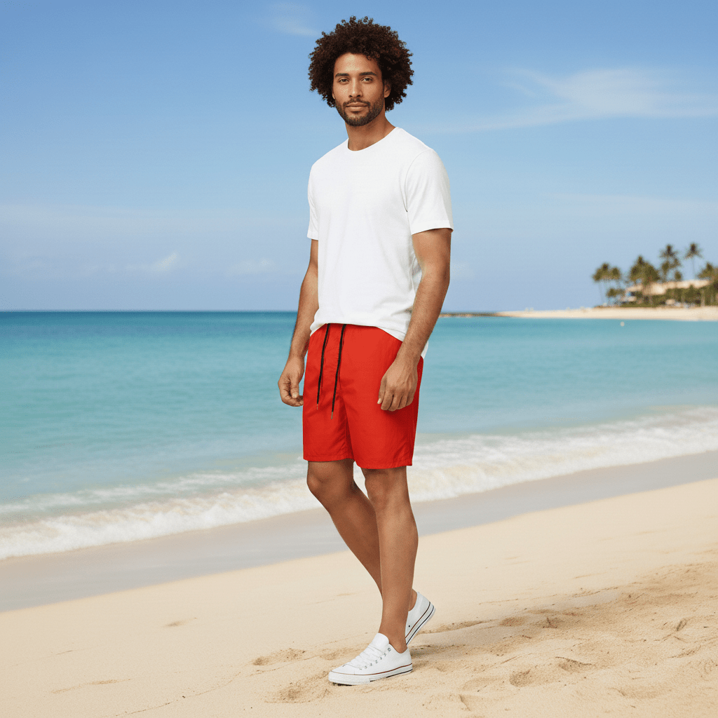 Fast Dry Beach Shorts with Stretchy Waist and Tie