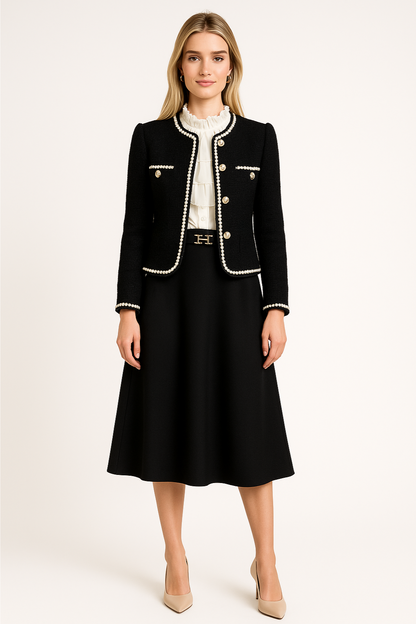 Women's Cropped Vintage Jacket Pearl Buttons - OutfitLondon