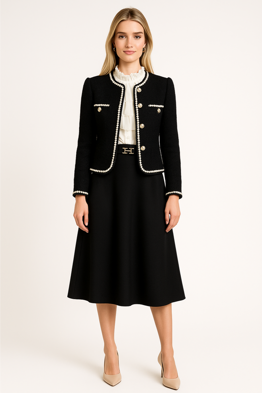 Women's Cropped Vintage Jacket Pearl Buttons - OutfitLondon