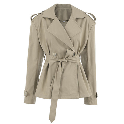 Stylish Tan Women's Coat with Adjustable Waist