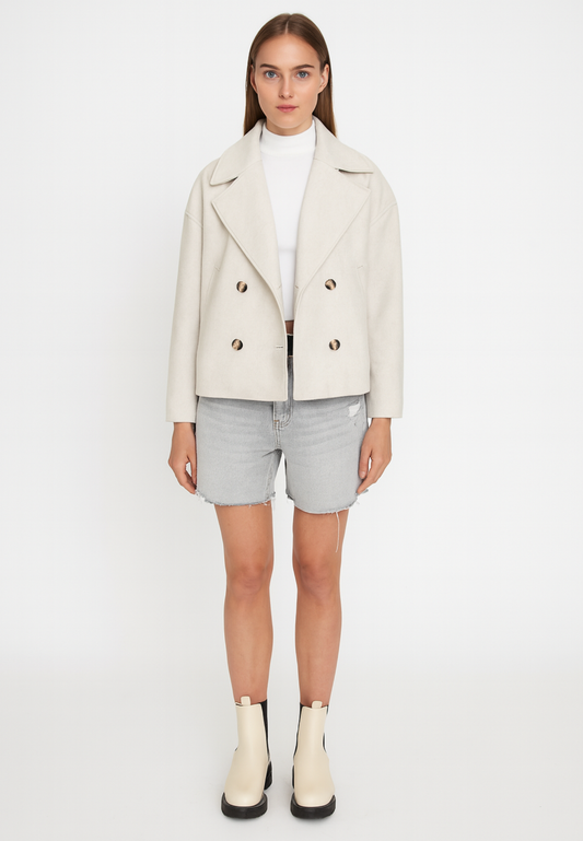 Women's Double-Breasted Cropped Jacket - OutfitLondon