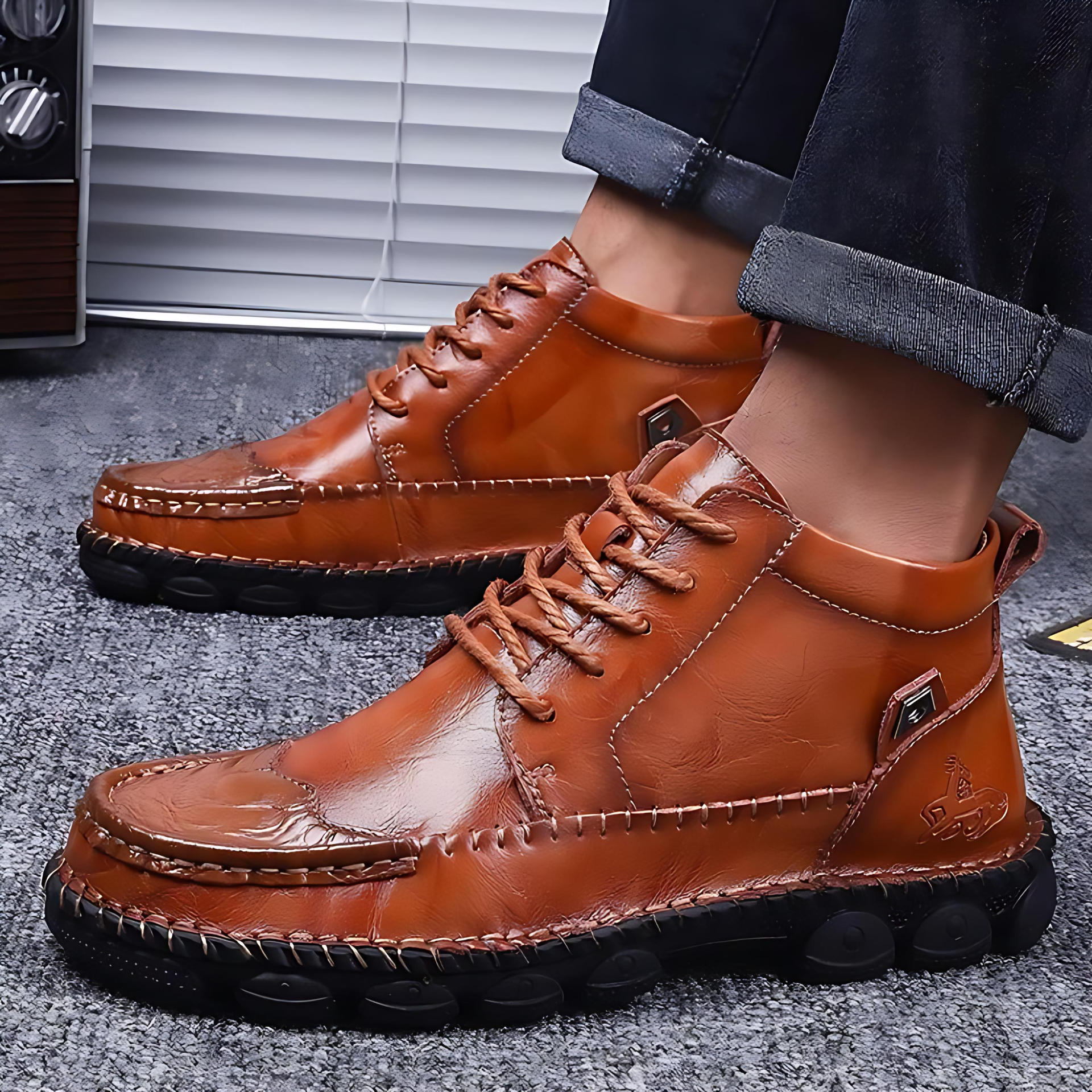 Tall Brown Leather Lace Up Ankle Boots - OutfitLondon