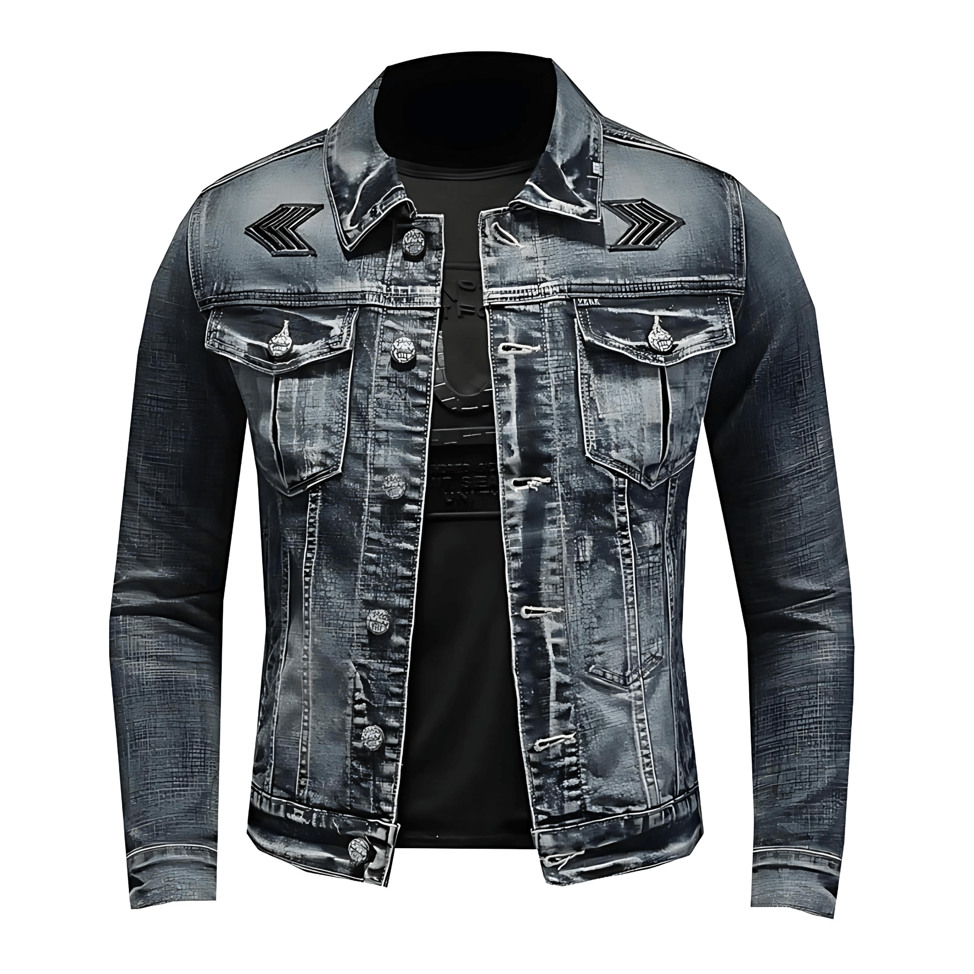 Dark Wash Faded Denim Jacket - OutfitLondon