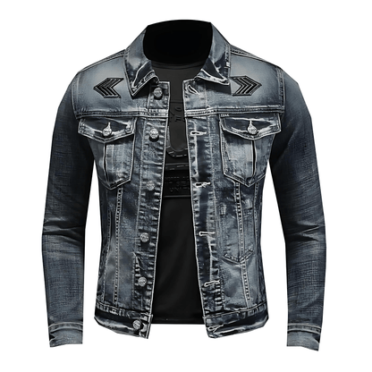 Dark Wash Faded Denim Jacket - OutfitLondon