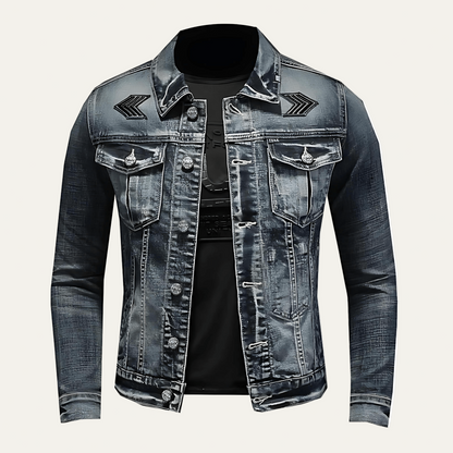 Ripped Vintage Style Denim Trucker Jacket for Men - OutfitLondon
