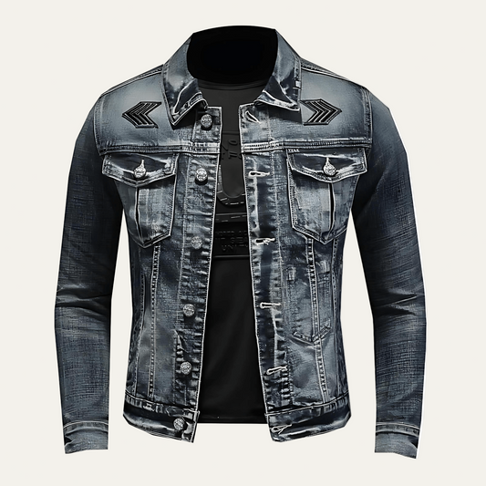 Ripped Vintage Style Denim Trucker Jacket for Men - OutfitLondon