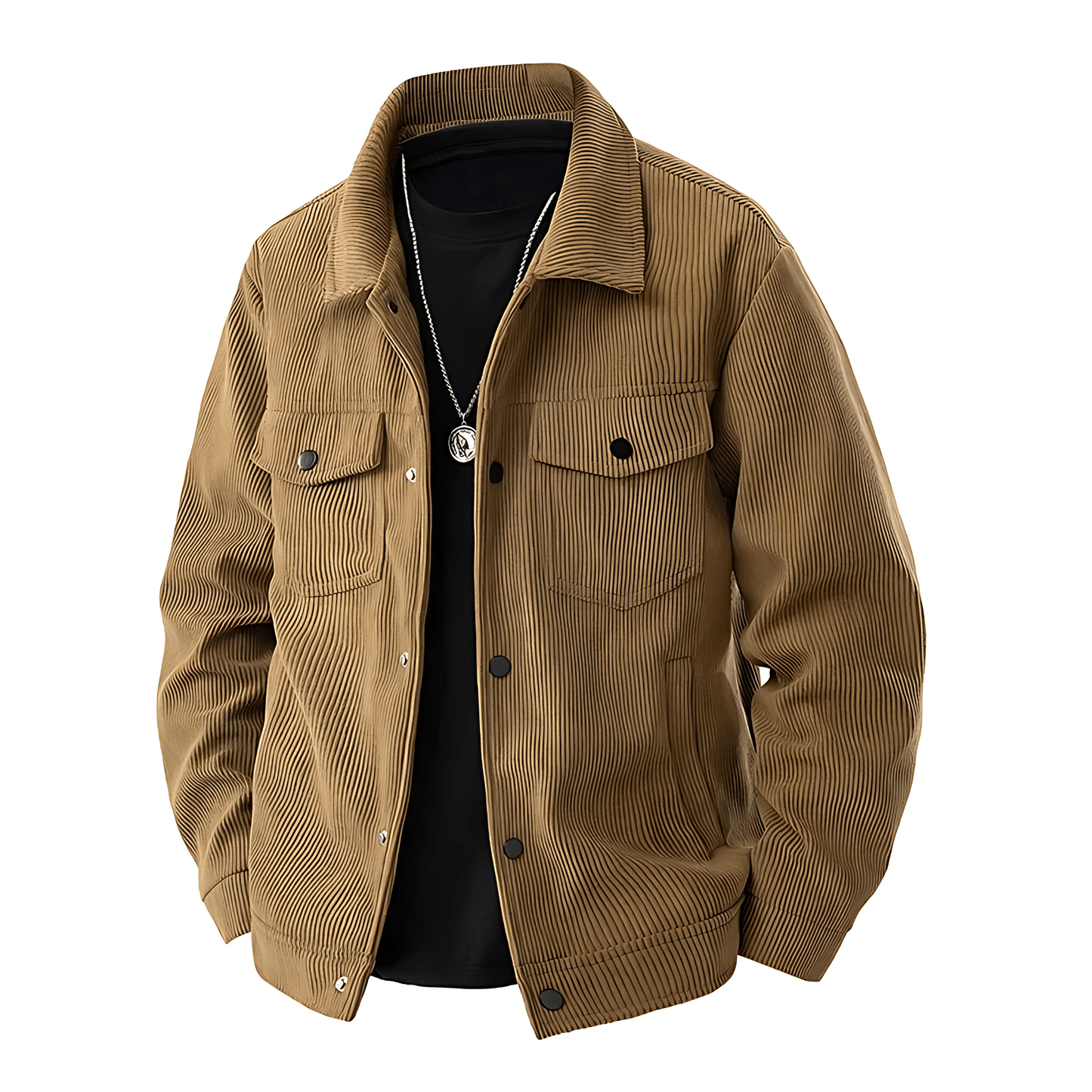 Classic Button Down Jacket with Pockets - OutfitLondon