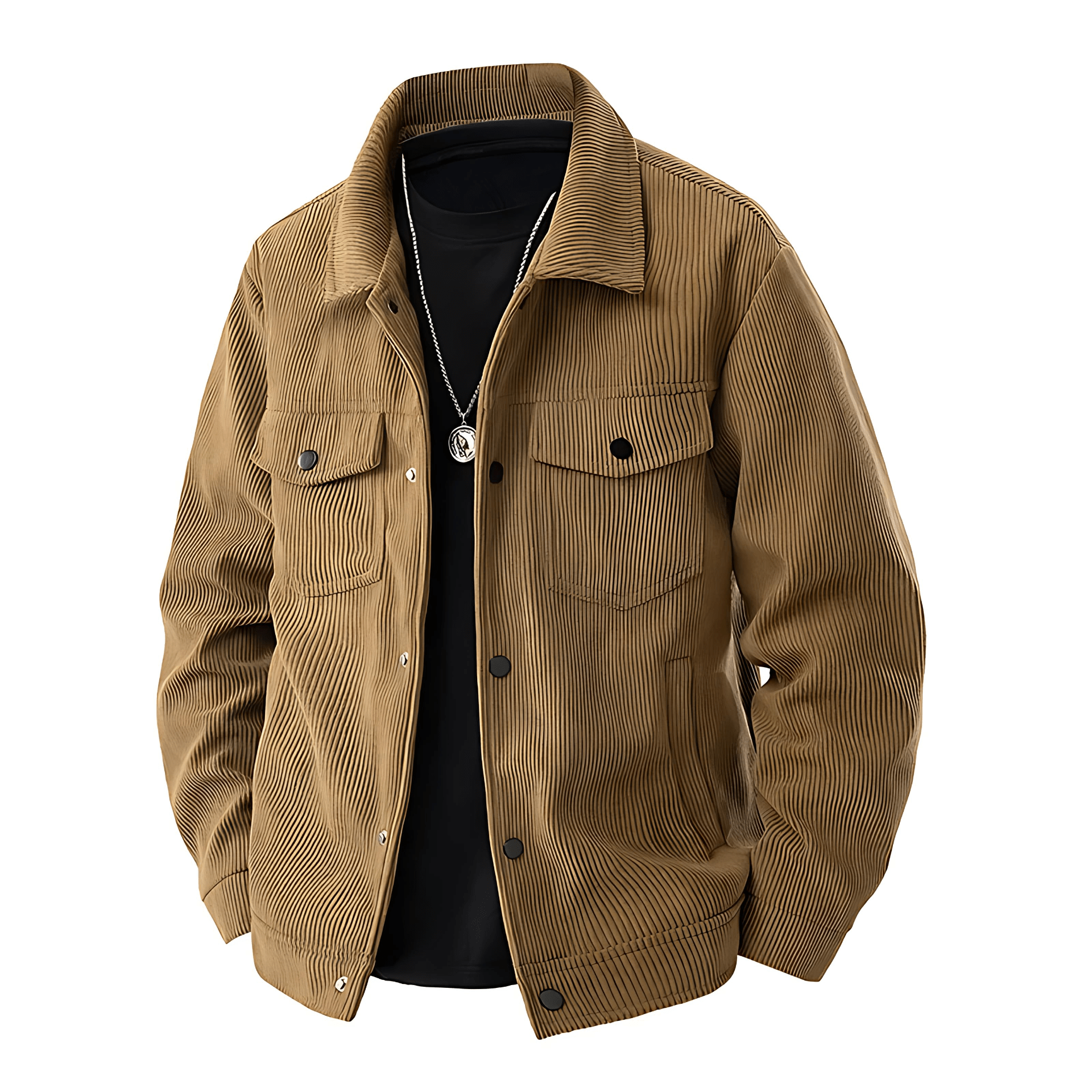 Classic Button Down Jacket with Pockets - OutfitLondon