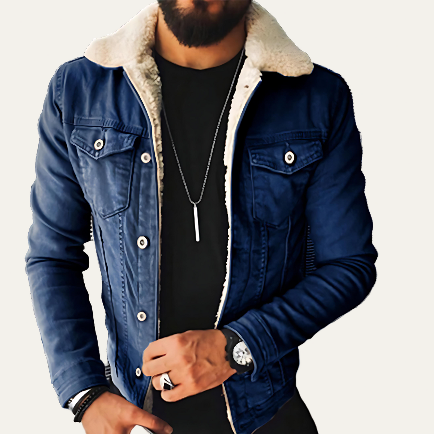 Warm Faux Leather Denim Coat - OutfitLondon