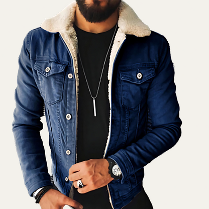 Warm Faux Leather Denim Coat - OutfitLondon