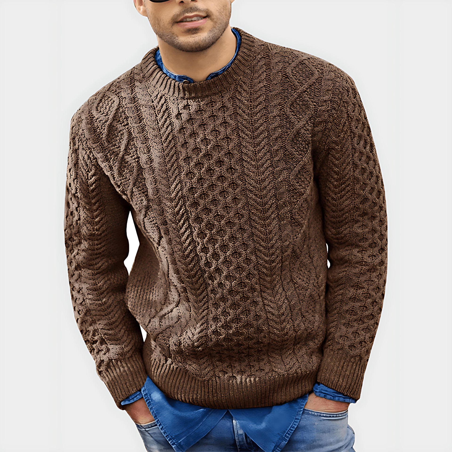 Cozy Men's Cable Knit Winter Sweater - OutfitLondon