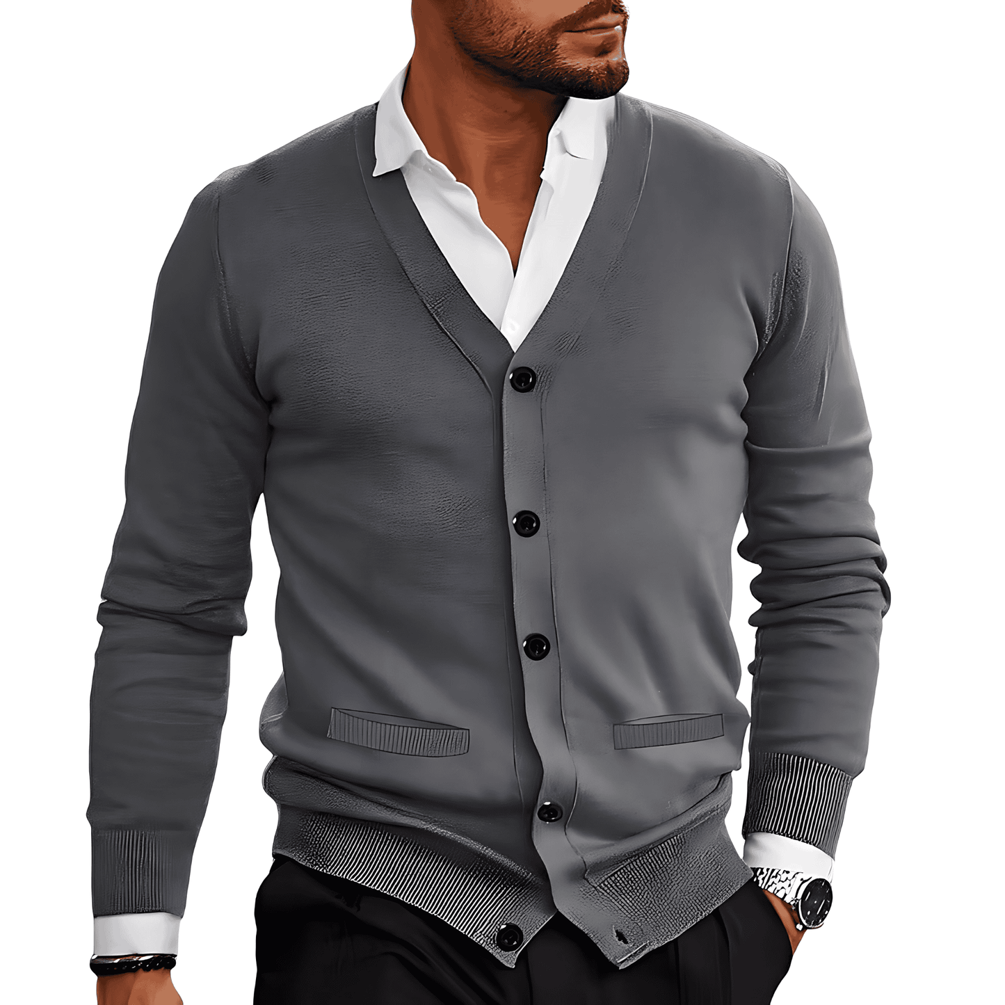 Relaxed Fit Cotton Button Cardigan Sweater - OutfitLondon