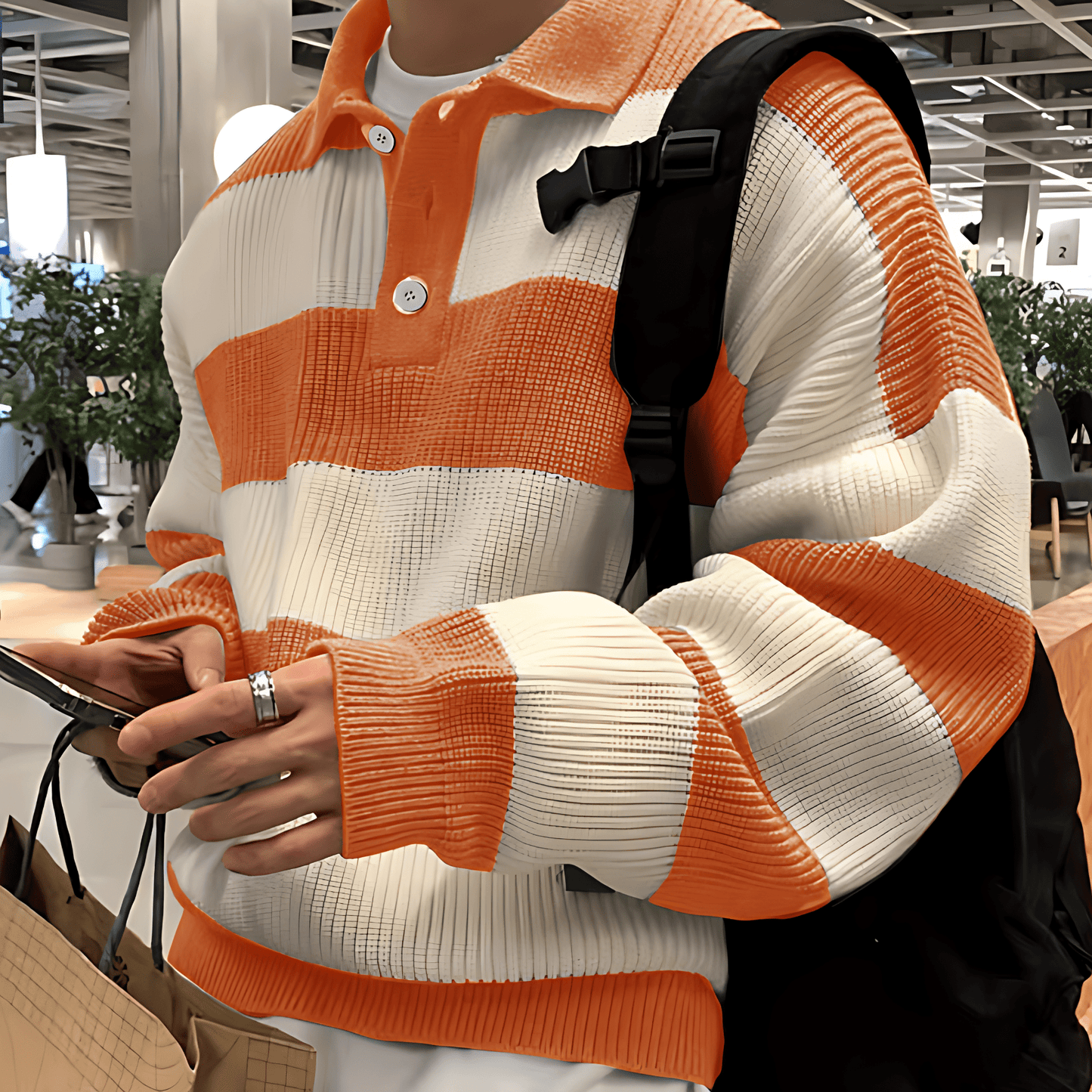 Relaxed Fit Crew Neck Striped Sweater - OutfitLondon