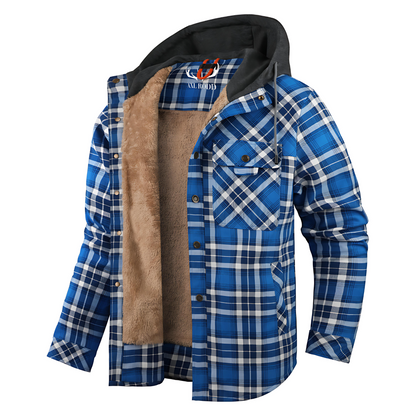 Relaxed Fit Plaid Hooded Jacket - OutfitLondon