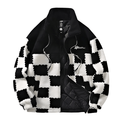 Warm Plaid Fleece Coat for Winter - OutfitLondon