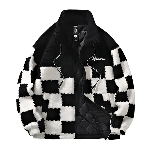 Warm Plaid Fleece Coat for Winter - OutfitLondon