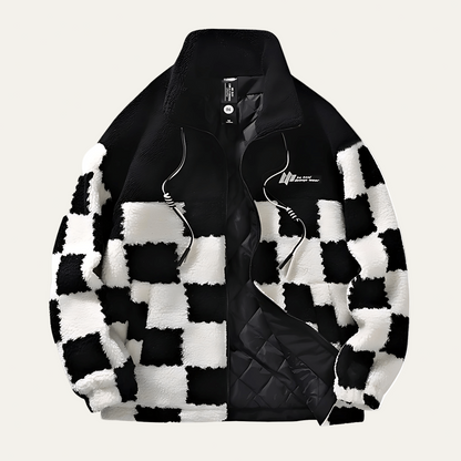 Warm Plaid Quilted Mens Fleece Jacket - OutfitLondon