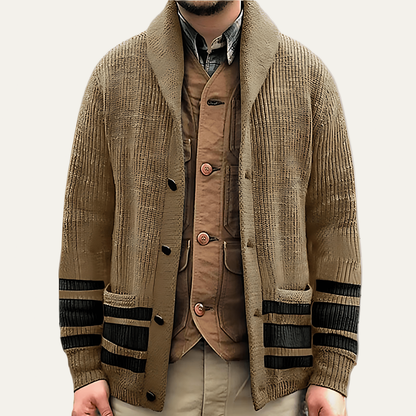 Men's Classic Stripe Knitted Sweater Cardigan - OutfitLondon