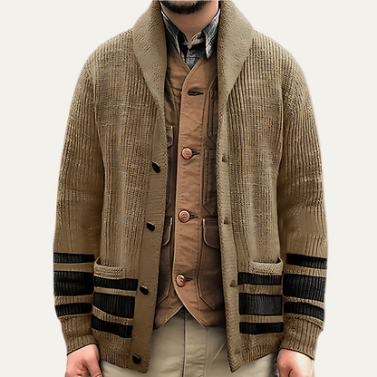 Men's Classic Stripe Knitted Sweater Cardigan - OutfitLondon