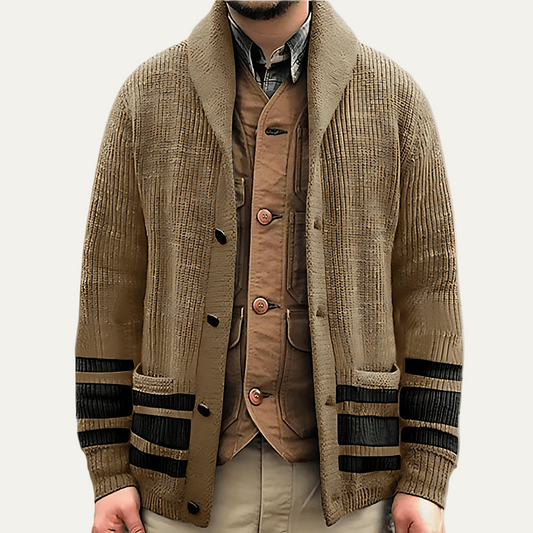 Men's Classic Stripe Knitted Sweater Cardigan - OutfitLondon