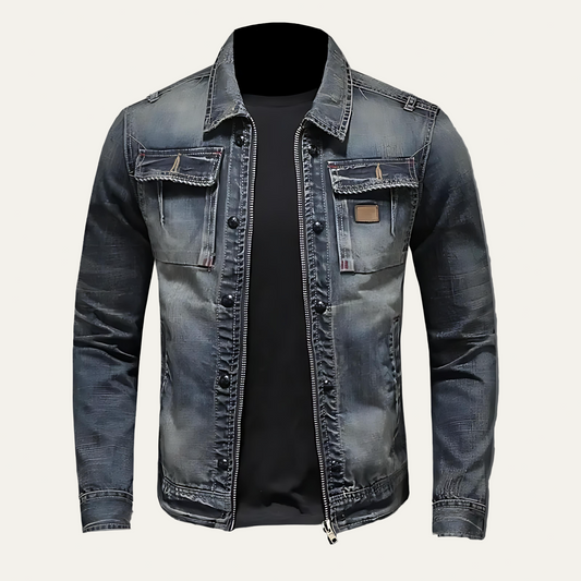 Ripped Vintage Style Denim Trucker Jacket - OutfitLondon