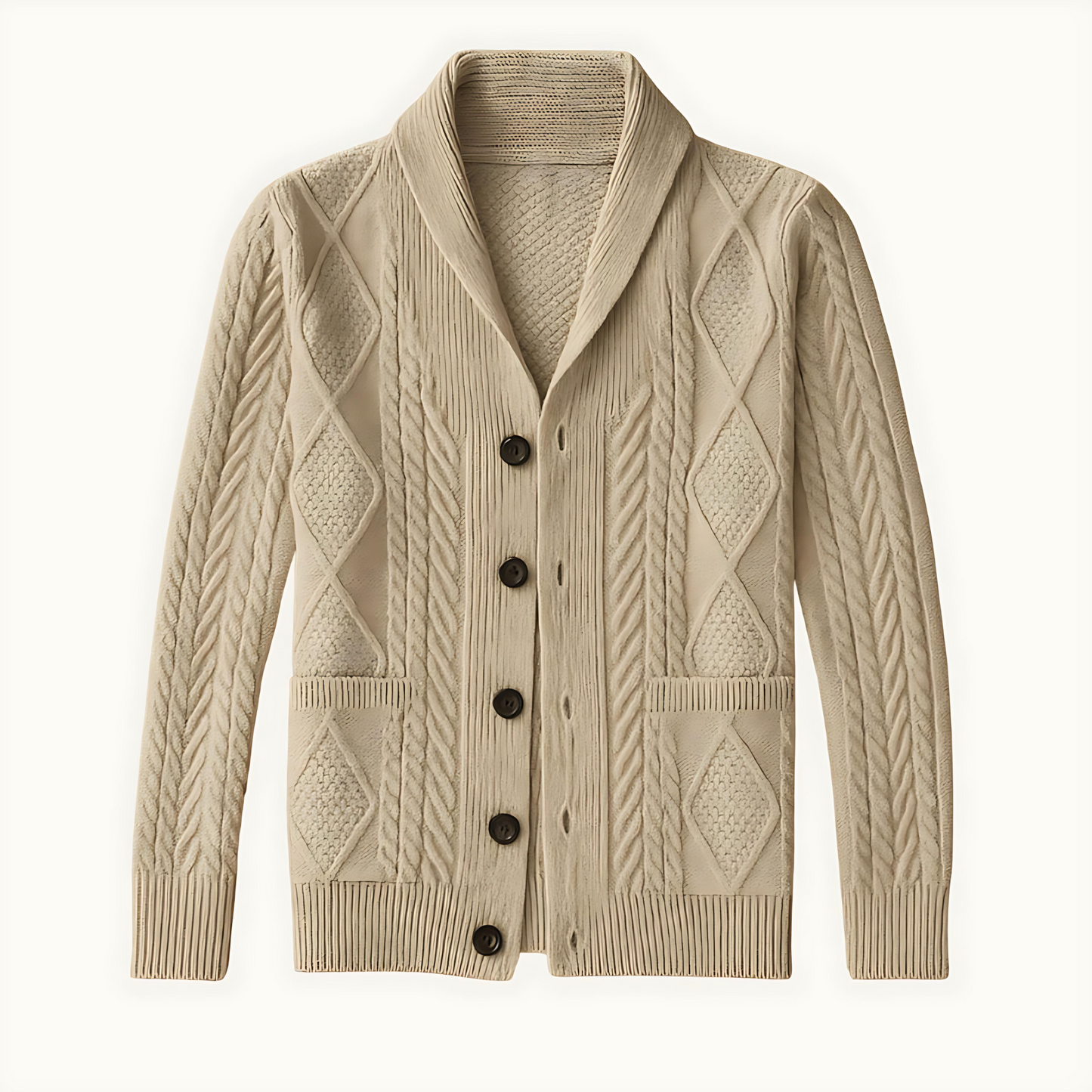 Classic Crew Neck Wool Cardigan Sweater - OutfitLondon