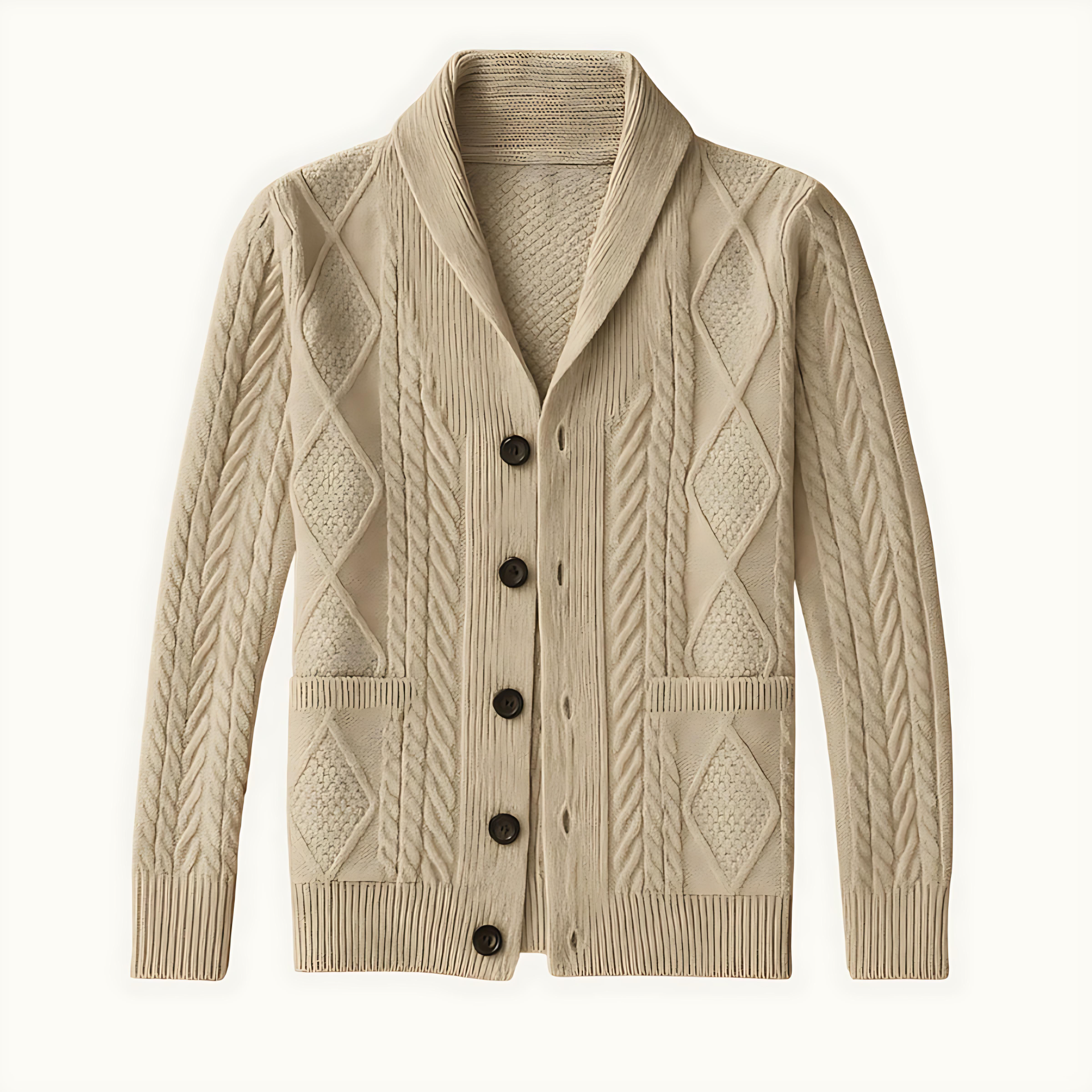 Classic Crew Neck Wool Cardigan Sweater - OutfitLondon
