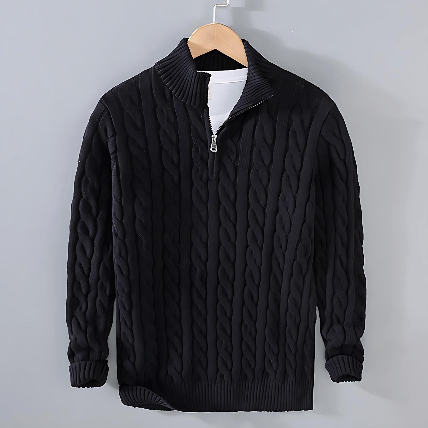 Timeless Cable Knit Half Zip Sweater - OutfitLondon