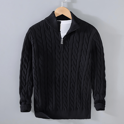 Timeless Cable Knit Half Zip Sweater - OutfitLondon