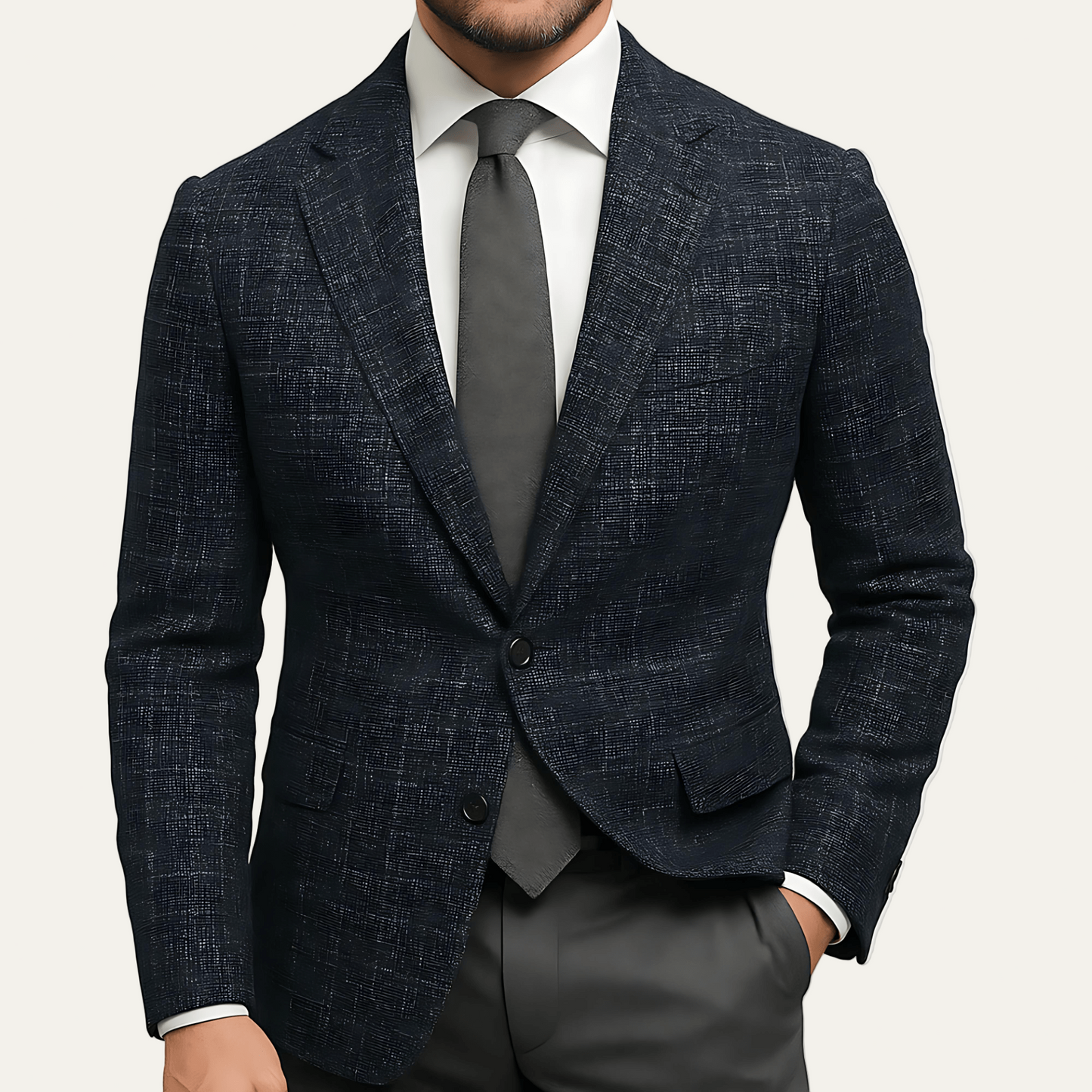 Slim Fit Two Button Navy Blazer - OutfitLondon