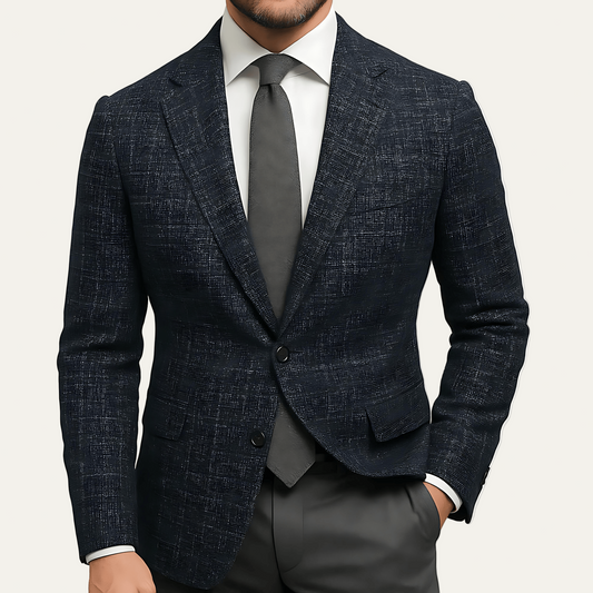 Slim Fit Two Button Navy Blazer - OutfitLondon