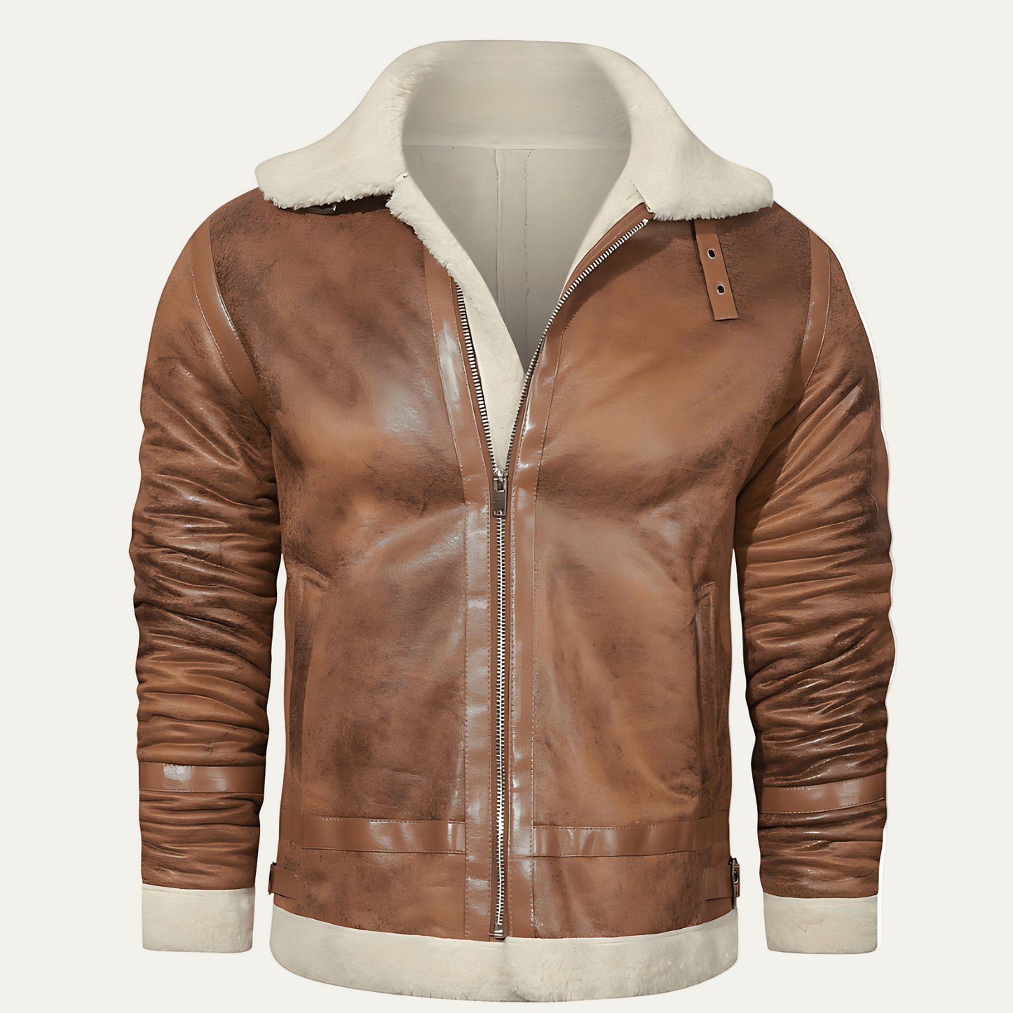 Men's Leather Aviator Bomber Jacket - OutfitLondon