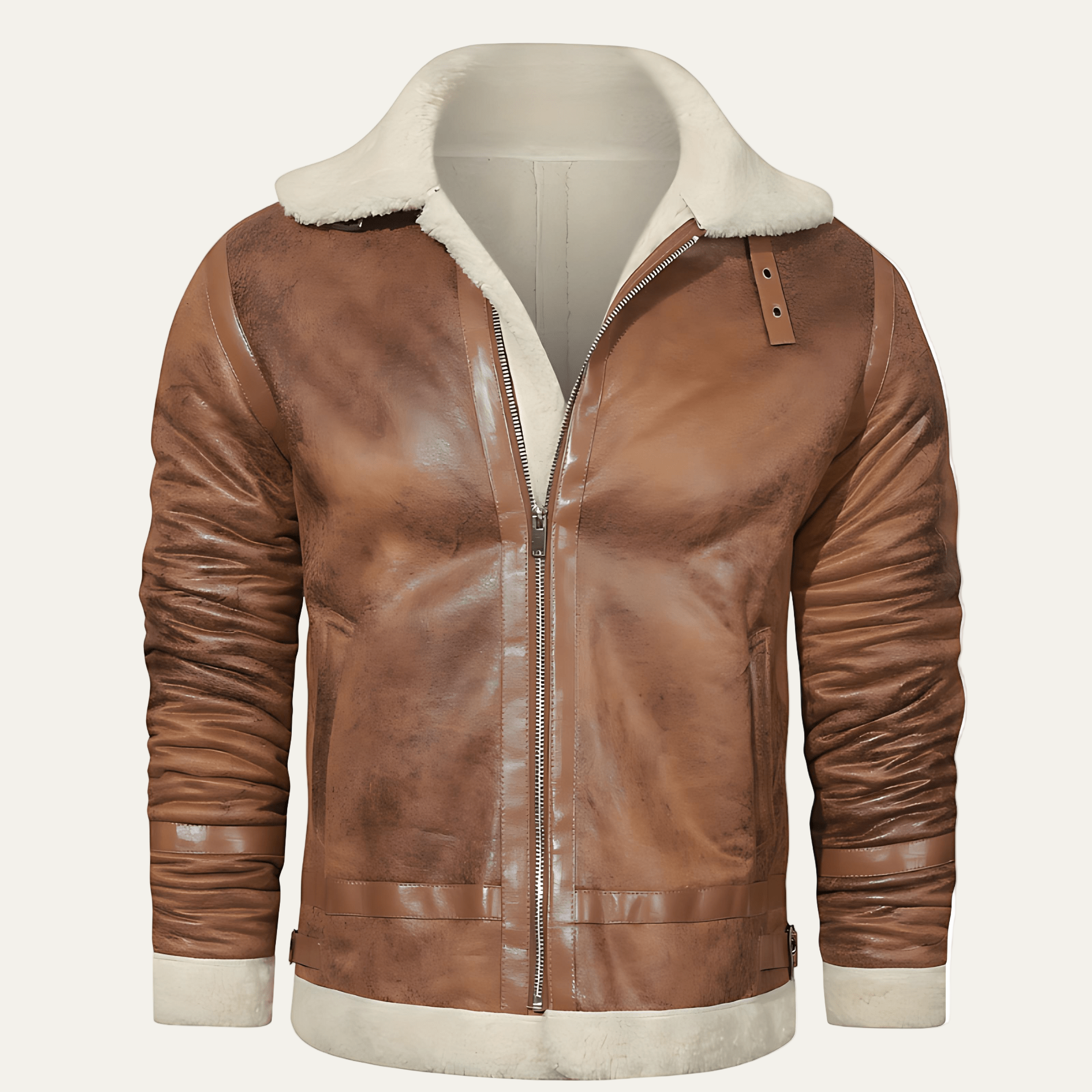 Men's Leather Aviator Bomber Jacket - OutfitLondon