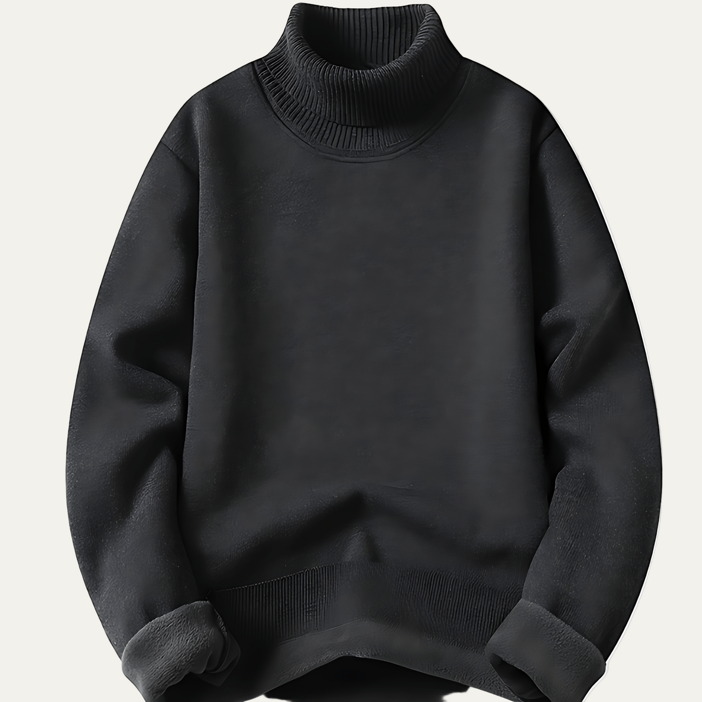 Warm Thick Fleece Lined Turtleneck Sweater - OutfitLondon