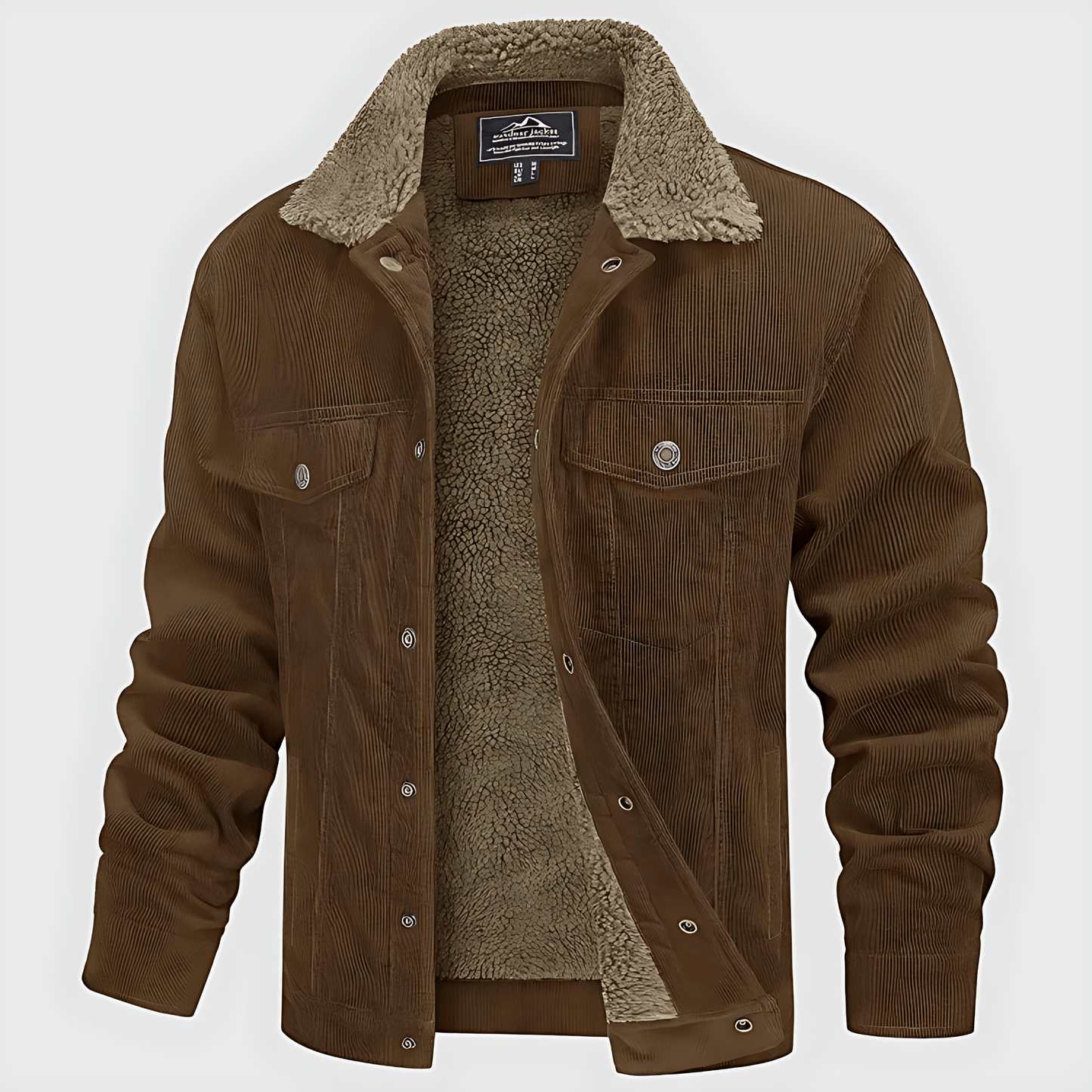 Rugged Corduroy Coat with Fleece Lining - OutfitLondon