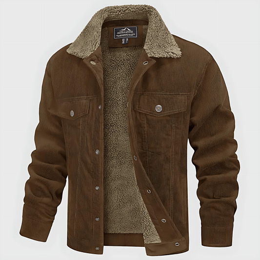 Rugged Corduroy Coat with Fleece Lining - OutfitLondon