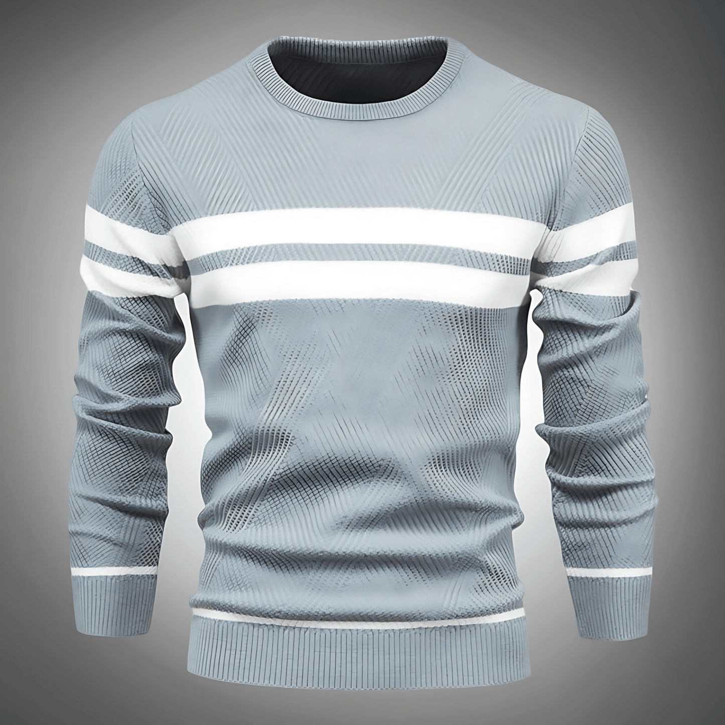 Casual Striped Knit Crew Neck Sweater - OutfitLondon